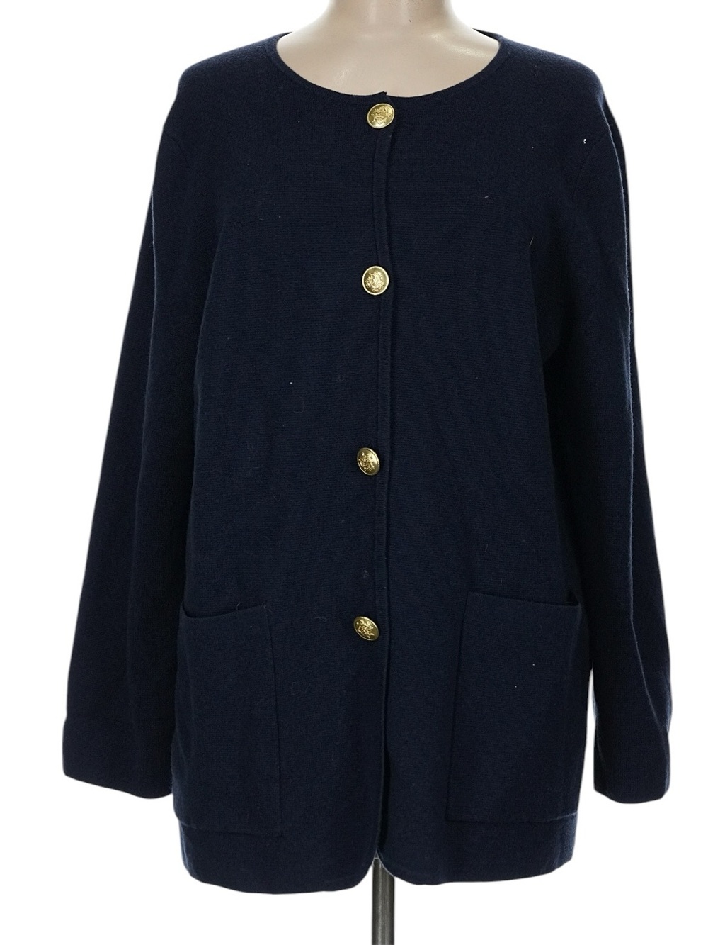 J. Crew Giselle Sweater Blazer Size M Navy Gold Buttons Business Casual